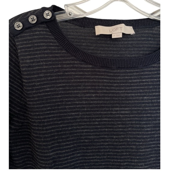 Ann Taylor Loft wool blend sweater. Navy and grey size M EUC D-8 - Picture 2 of 7